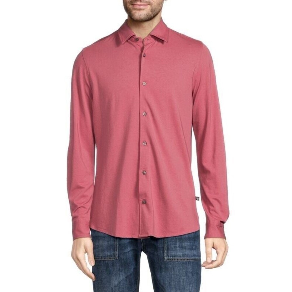 TED BAKER Rigby Contrast Trim Pique Sport Shirt 6 Pale Pink Button Up NEW B86